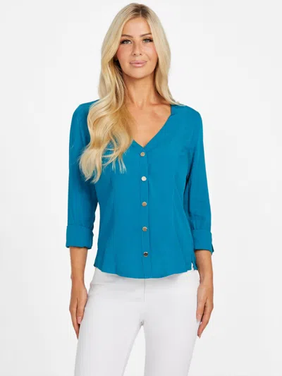 Guess Factory Kadie Woven Top In Blue