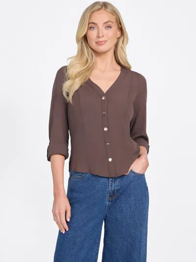 Guess Factory Kadie Woven Top In Brown