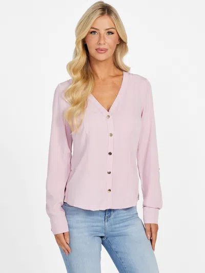 Guess Factory Kadie Woven Top In Purple