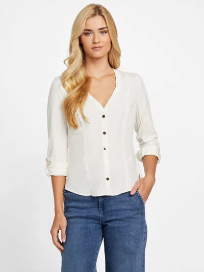 Guess Factory Kadie Woven Top In White