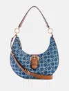 Guess Factory Kaline Denim Logo Shoulder Bag In Multi