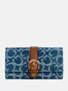 Guess Factory Kaline Denim Logo Slim Clutch Wallet In Multi