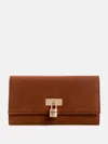 Guess Factory Kaline Faux-suede Slim Clutch Wallet In Brown