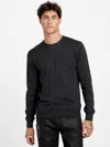 Guess Factory Kalt Woven Crewneck Sweater In Black