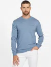 Guess Factory Kalt Woven Crewneck Sweater In Blue
