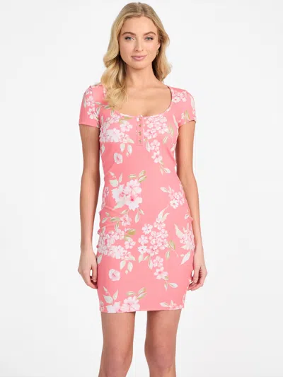 Guess Factory Kandy Floral Ribbed-knit Dress In Multi