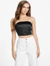 Guess Factory Karly Satin Strapless Top In Black