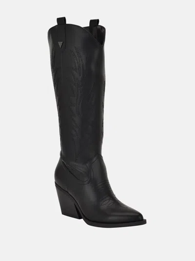 Guess Factory Kellas Tall Cowboy Boots In Black