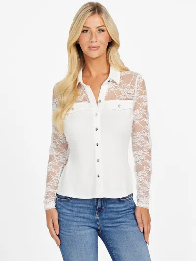 Guess Factory Kendra Lace Top In White