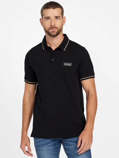 Guess Factory Khaled Knit Polo In Black