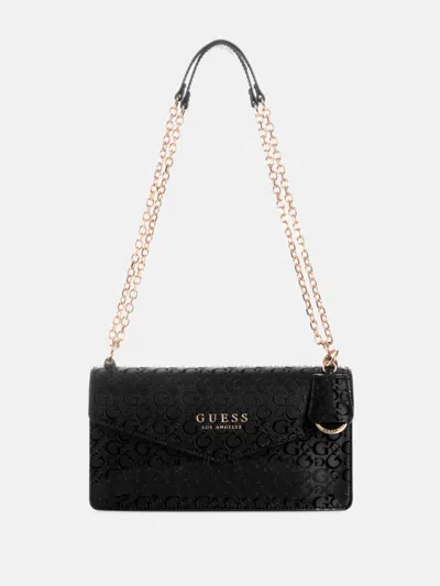 Guess Factory Kiran Logo Shine Convertible Crossbody In Black
