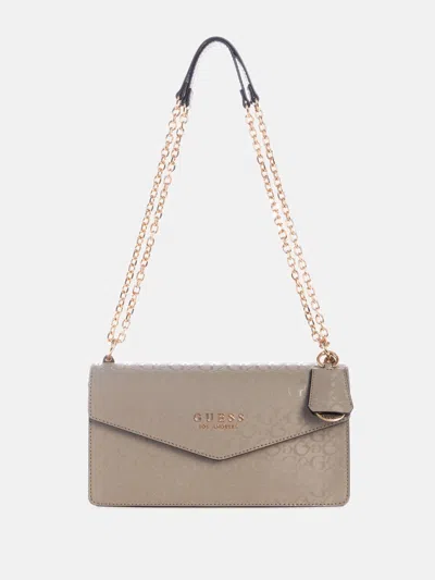 Guess Factory Kiran Logo Shine Convertible Crossbody In Gray