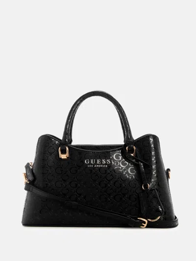 Guess Factory Kiran Logo Shine Satchel In Black