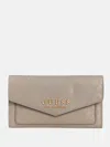 Guess Factory Kiran Logo Shine Slim Clutch Wallet In Gray