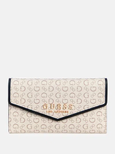 Guess Factory Kiran Logo Slim Clutch Wallet In Sand