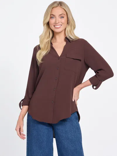 Guess Factory Klara Button-down Shirt In Brown