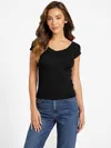 Guess Factory Rylie Ribbed Top In Black