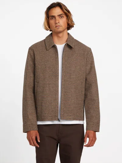 Guess Factory Kristoff Wool-blend Zip Jacket In Brown