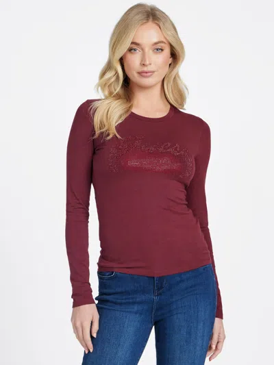 Guess Factory Kyanna Logo Long-sleeve Tee In Brown