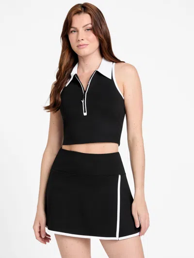 Guess Factory Kyrie Halter Polo Top In Black