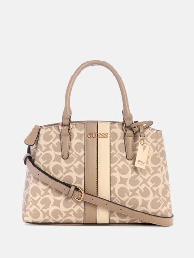 Guess Factory Kyrie Logo Satchel In Brown