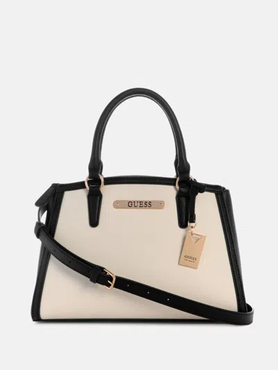 Guess Factory Kyrie Saffiano Satchel In Neutral