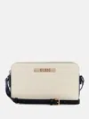 Guess Factory Kyrie Saffiano Top-zip Crossbody In Neutral