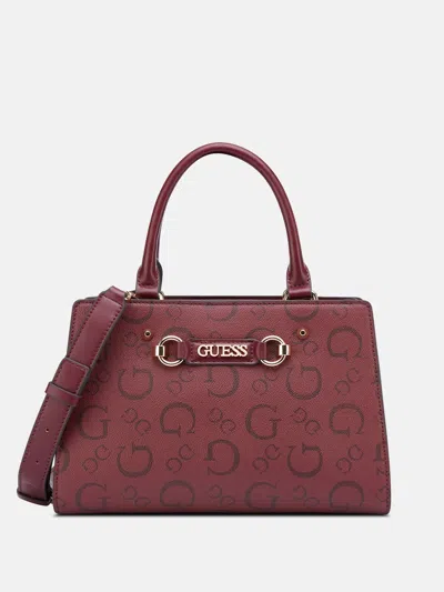 Guess Factory Lacy Logo Satchel In Red