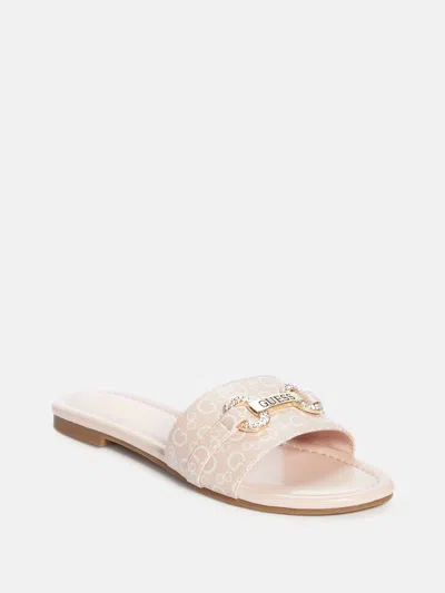 Guess Factory Lamera Logo Slide Sandals In Beige