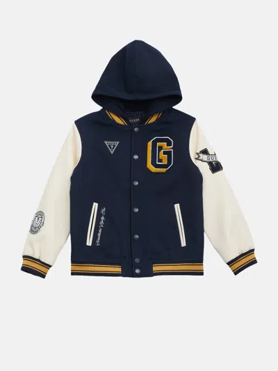Guess Factory Kids' Lark Hooded Varsity Jacket (7-16) In Multi