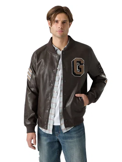 Guess Factory Lark Varsity Jacket In Brown