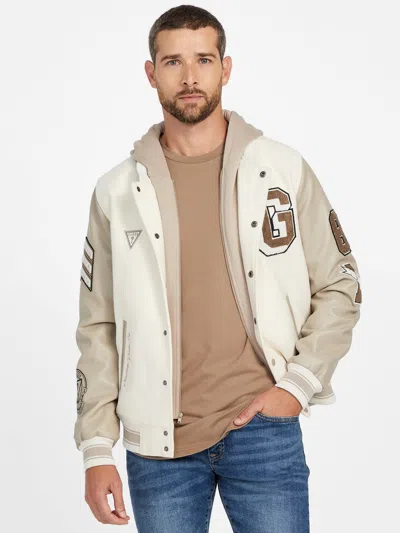 Guess Factory Lark Varsity Jacket In Neutral