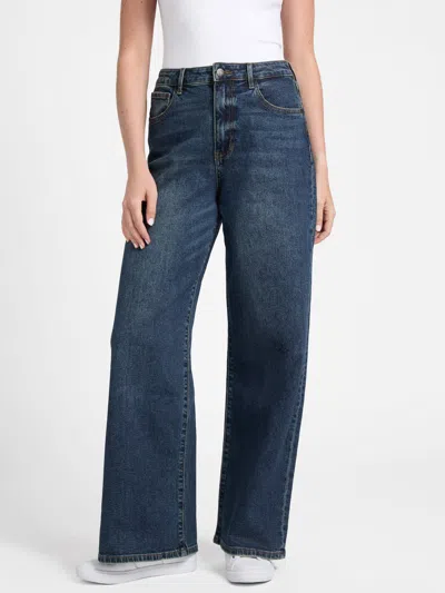 Guess Factory Laurelie Wide-leg Curvy Jeans In Blue