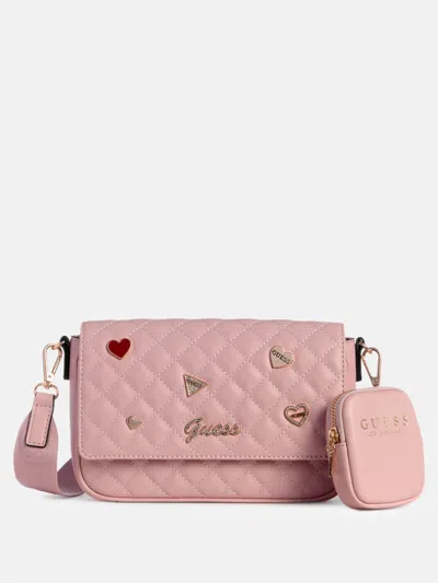Guess Factory Lawthorn Logo Charm Quilted Crossbody In Multi