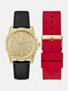 Guess Factory Leather Analog Watch Set In Multi