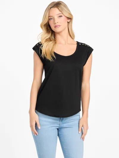 Guess Factory Leia Scoop-neck Top In Black