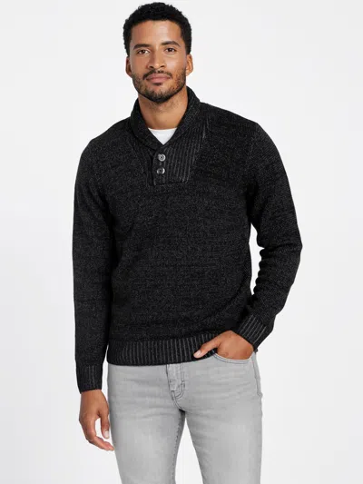 Guess Factory Leo Marled Shawl Sweater In Black