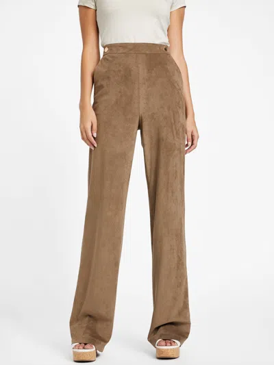 Guess Factory Lerika Faux-suede Pants In Brown