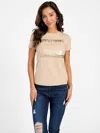 Guess Factory Lerny Logo Tee In Beige