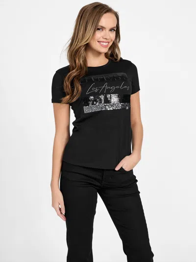 Guess Factory Lerny Logo Tee In Black