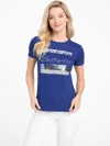 Guess Factory Lerny Logo Tee In Blue