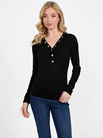 Guess Factory Lexis Henley Top In Black