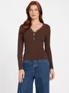 Guess Factory Lexis Henley Top In Brown