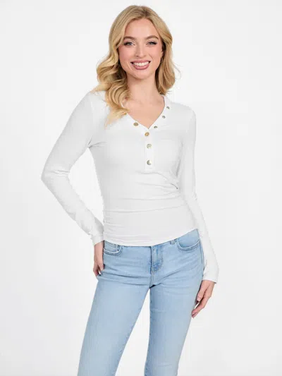 Guess Factory Lexis Henley Top In White