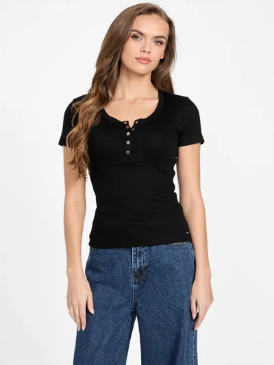 Guess Factory Lexy Button Top In Black
