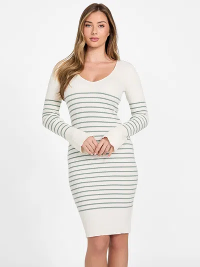 Guess Factory Lia Striped Sweater Dress In Gray