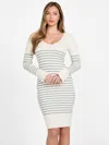Guess Factory Lia Striped Sweater Dress In White