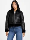 Guess Factory Lily Faux-leather And Shearling Jacket In Black
