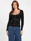 Guess Factory Lima Lace-trim Top In Black