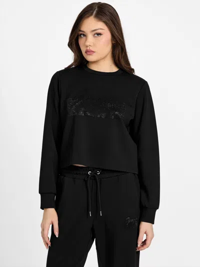 Guess Factory Linn Logo Crewneck Sweatshirt In Black